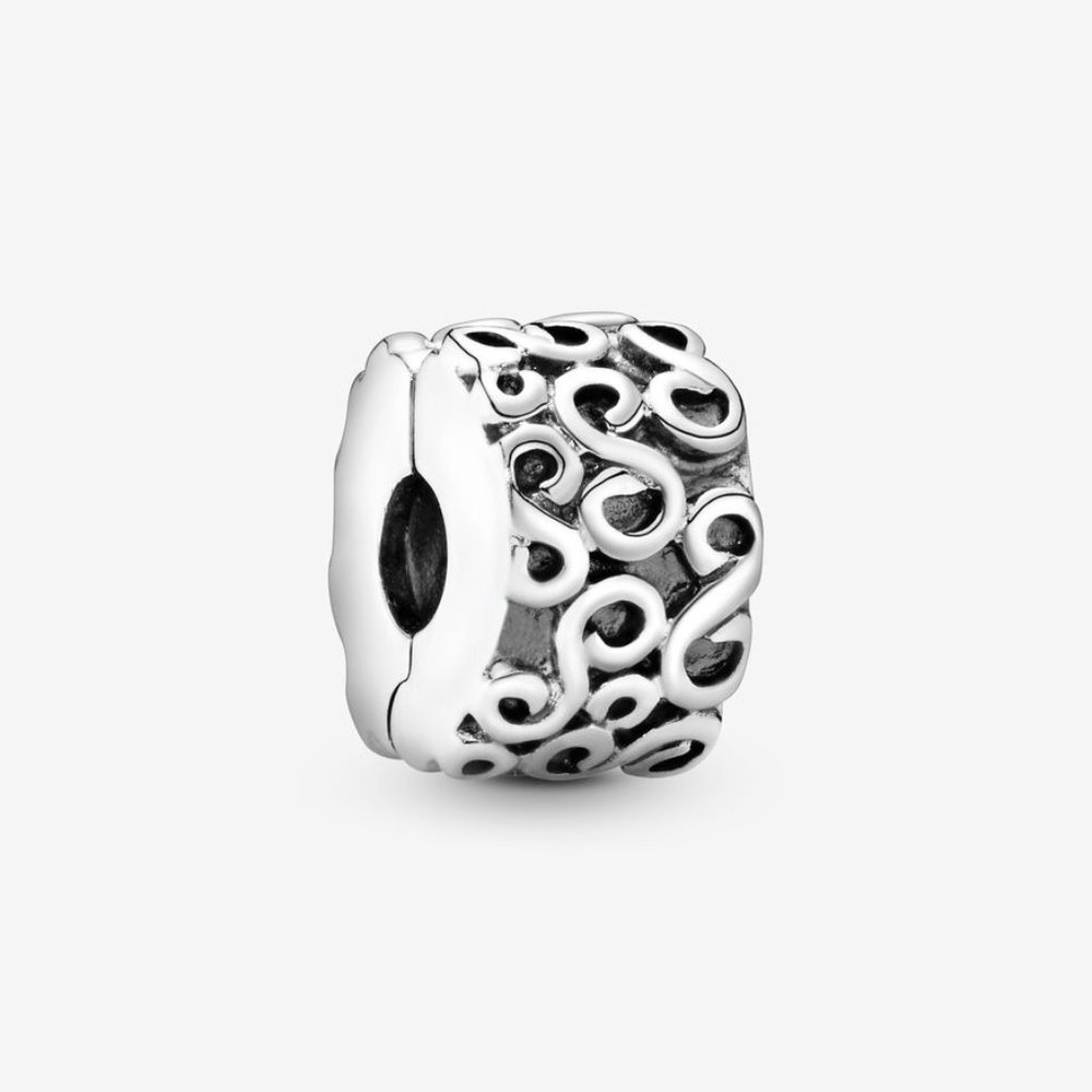 Authentic Pandora Sterling Silver Swirl Clip Charm
